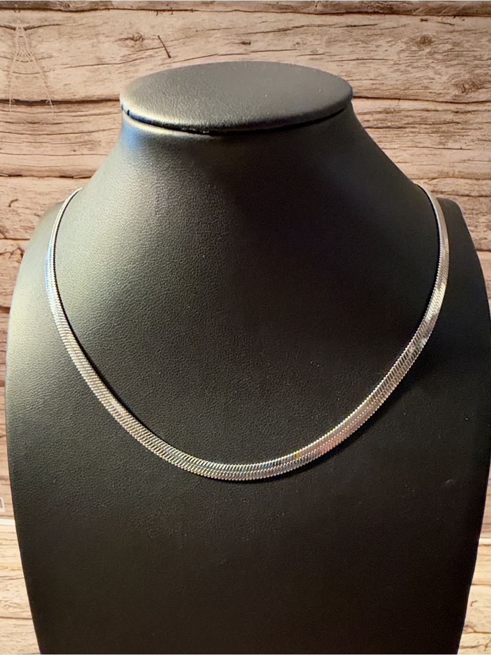 Silver Herringbone Chocker Chain Necklace - Simple & Elegant